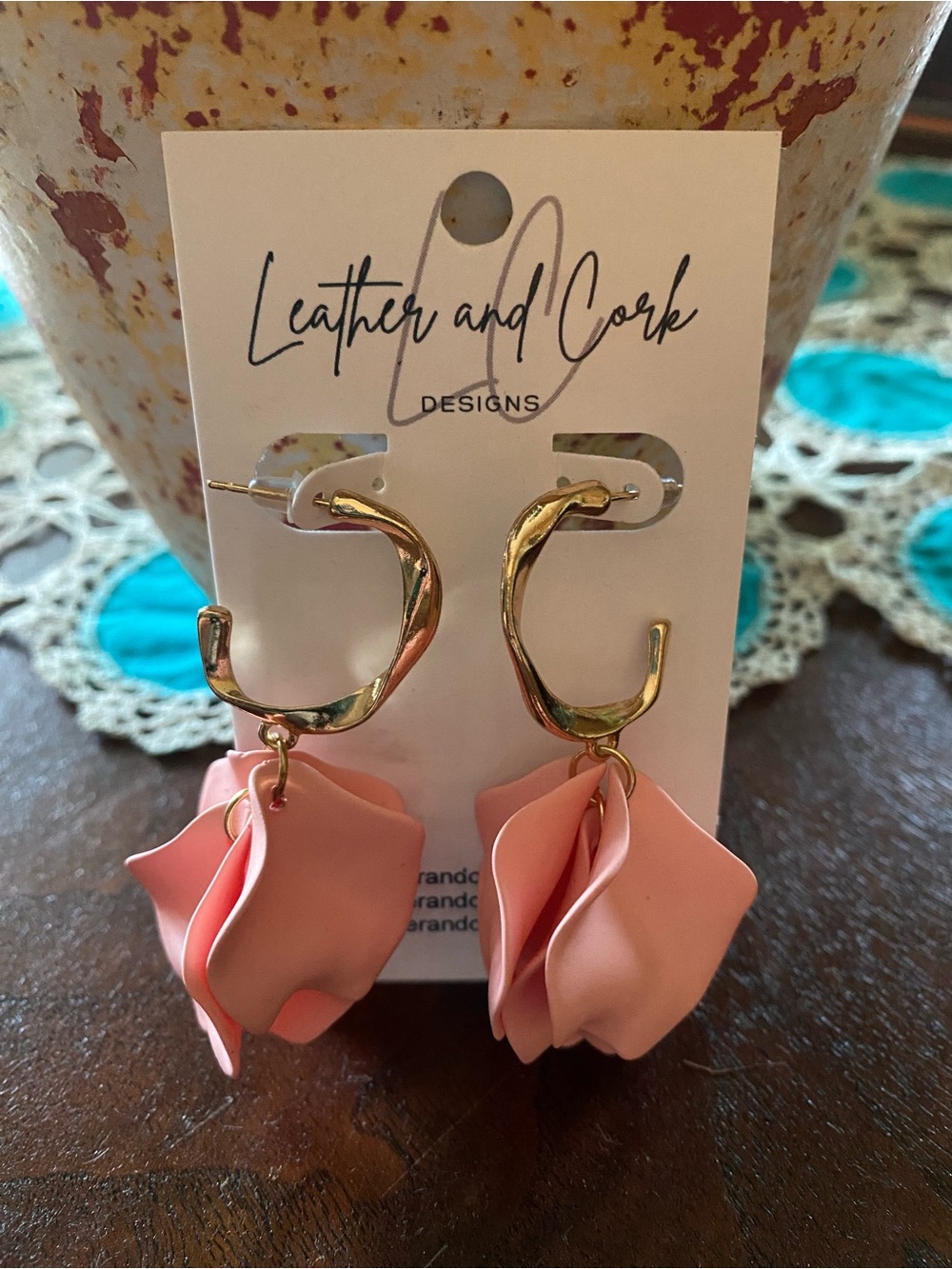 Pink Floral Drop Earrings